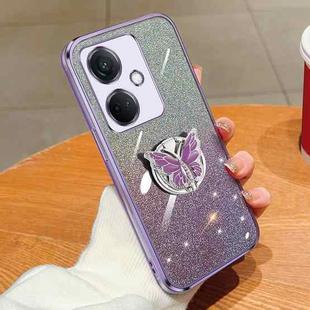 For OPPO K11 Plated Gradient Glitter Butterfly Holder TPU Phone Case(Purple)