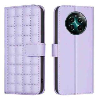 For Realme 12+ 5G Square Texture Leather Phone Case(Purple)