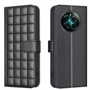For Realme 12+ 5G Square Texture Leather Phone Case(Black)