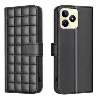 For Realme C53 Square Texture Leather Phone Case(Black)