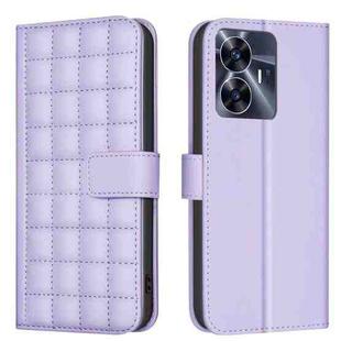 For Realme C55 Square Texture Leather Phone Case(Purple)