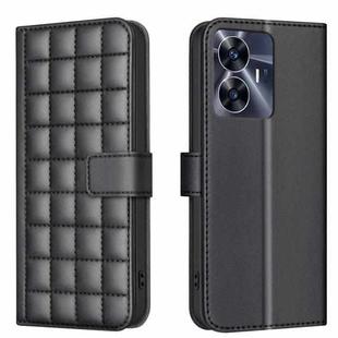 For Realme C55 Square Texture Leather Phone Case(Black)