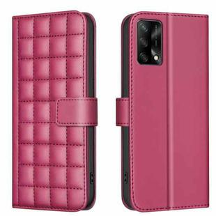 For OPPO A74 4G / F19 4G Square Texture Leather Phone Case(Red)