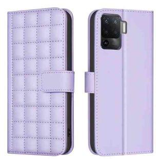 For OPPO A94 4G / Reno5 F / F19 Pro Square Texture Leather Phone Case(Purple)