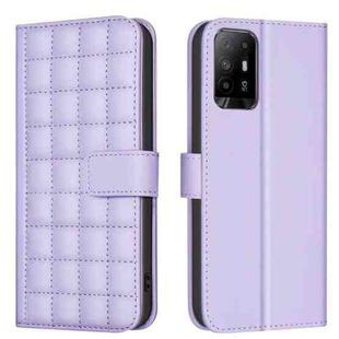 For OPPO A94 5G / Reno5 Z / F19 Pro+ Square Texture Leather Phone Case(Purple)