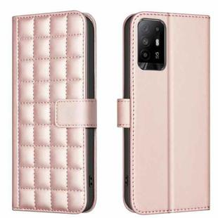 For OPPO A94 5G / Reno5 Z / F19 Pro+ Square Texture Leather Phone Case(Rose Gold)