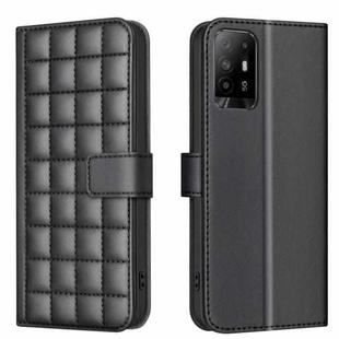 For OPPO A94 5G / Reno5 Z / F19 Pro+ Square Texture Leather Phone Case(Black)