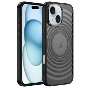 For iPhone 15 Plus Acrylic Skin Feel Corrugated Phone Case(Black)