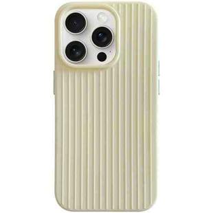 For iPhone 15 Pro Max Macaroon Tile Stripe TPU Hybrid PC Phone Case(Yellow)