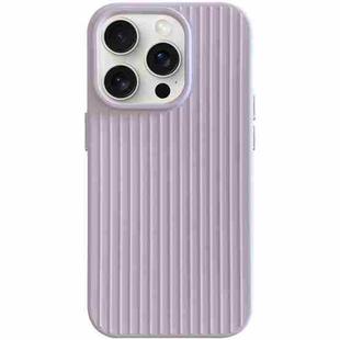 For iPhone 15 Pro Max Macaroon Tile Stripe TPU Hybrid PC Phone Case(Purple)