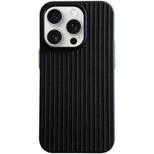 For iPhone 15 Pro Max Macaroon Tile Stripe TPU Hybrid PC Phone Case(Black)