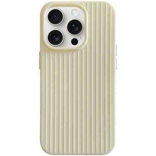 For iPhone 15 Pro Macaroon Tile Stripe TPU Hybrid PC Phone Case(Yellow)