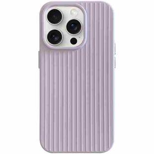 For iPhone 15 Pro Macaroon Tile Stripe TPU Hybrid PC Phone Case(Purple)