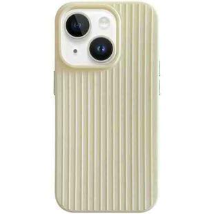 For iPhone 14 Macaroon Tile Stripe TPU Hybrid PC Phone Case(Yellow)