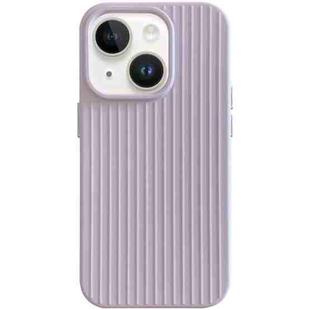 For iPhone 14 Macaroon Tile Stripe TPU Hybrid PC Phone Case(Purple)