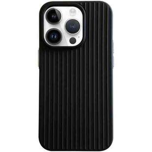 For iPhone 14 Pro Macaroon Tile Stripe TPU Hybrid PC Phone Case(Black)