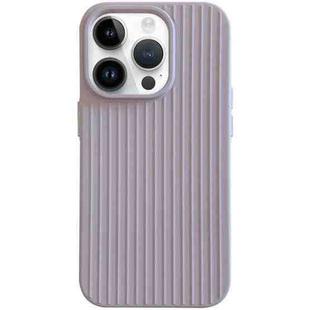 For iPhone 14 Pro Macaroon Tile Stripe TPU Hybrid PC Phone Case(Lavender Grey)