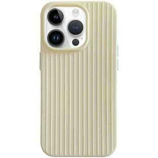 For iPhone 14 Pro Max Macaroon Tile Stripe TPU Hybrid PC Phone Case(Yellow)