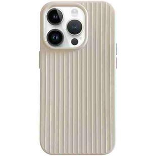 For iPhone 14 Pro Max Macaroon Tile Stripe TPU Hybrid PC Phone Case(Beige)