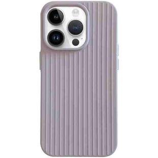 For iPhone 14 Pro Max Macaroon Tile Stripe TPU Hybrid PC Phone Case(Lavender Grey)