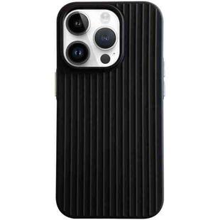 For iPhone 13 Pro Max Macaroon Tile Stripe TPU Hybrid PC Phone Case(Black)