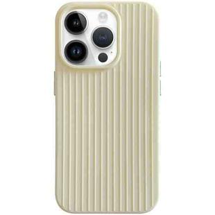 For iPhone 13 Pro Macaroon Tile Stripe TPU Hybrid PC Phone Case(Yellow)