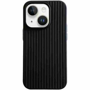 For iPhone 13 Macaroon Tile Stripe TPU Hybrid PC Phone Case(Black)