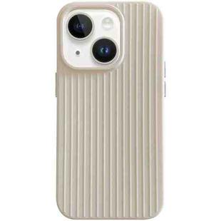 For iPhone 13 Macaroon Tile Stripe TPU Hybrid PC Phone Case(Beige)