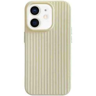 For iPhone 12 Macaroon Tile Stripe TPU Hybrid PC Phone Case(Yellow)