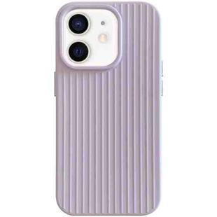 For iPhone 12 Macaroon Tile Stripe TPU Hybrid PC Phone Case(Purple)