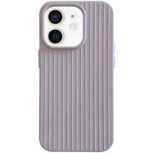 For iPhone 12 Macaroon Tile Stripe TPU Hybrid PC Phone Case(Lavender Grey)