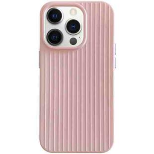 For iPhone 12 Pro Max Macaroon Tile Stripe TPU Hybrid PC Phone Case(Pink)