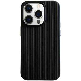 For iPhone 12 Pro Macaroon Tile Stripe TPU Hybrid PC Phone Case(Black)