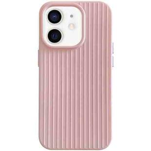 For iPhone 11 Macaroon Tile Stripe TPU Hybrid PC Phone Case(Pink)