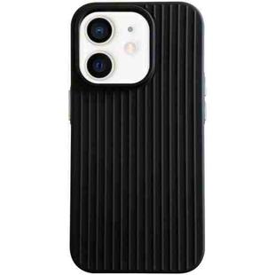 For iPhone 11 Macaroon Tile Stripe TPU Hybrid PC Phone Case(Black)