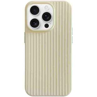 For iPhone 16 Pro Max Macaroon Tile Stripe TPU Hybrid PC Phone Case(Yellow)
