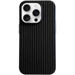 For iPhone 16 Pro Max Macaroon Tile Stripe TPU Hybrid PC Phone Case(Black)