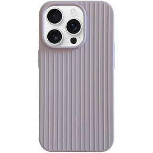 For iPhone 16 Pro Macaroon Tile Stripe TPU Hybrid PC Phone Case(Lavender Grey)