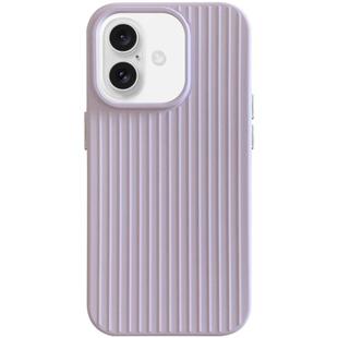 For iPhone 16 Plus Macaroon Tile Stripe TPU Hybrid PC Phone Case(Purple)