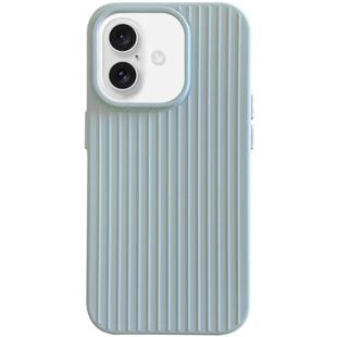 For iPhone 16 Plus Macaroon Tile Stripe TPU Hybrid PC Phone Case(Blue)