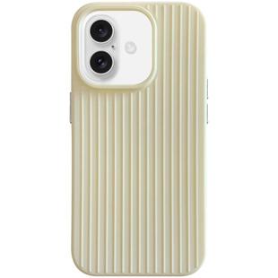 For iPhone 16 Macaroon Tile Stripe TPU Hybrid PC Phone Case(Yellow)