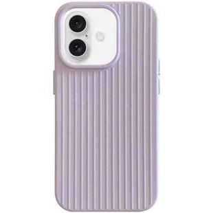 For iPhone 16 Macaroon Tile Stripe TPU Hybrid PC Phone Case(Purple)