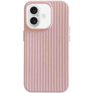 For iPhone 16 Macaroon Tile Stripe TPU Hybrid PC Phone Case(Pink)
