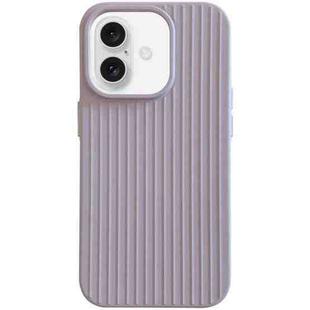 For iPhone 16 Macaroon Tile Stripe TPU Hybrid PC Phone Case(Lavender Grey)