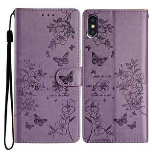 For iPhone XS / X Butterfly Love Flower Embossed Leather Phone Case(Purple)