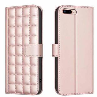 For iPhone 8 Plus / 7 Plus Square Texture Leather Phone Case(Rose Gold)