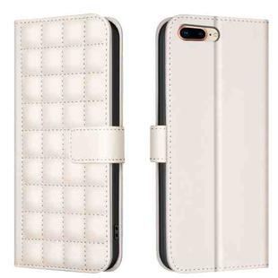 For iPhone 8 Plus / 7 Plus Square Texture Leather Phone Case(Beige)