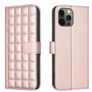 For iPhone 11 Pro Square Texture Leather Phone Case(Rose Gold)