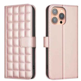 For iPhone 13 Pro Square Texture Leather Phone Case(Rose Gold)