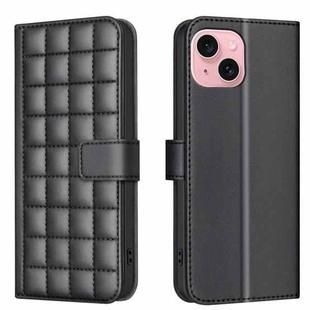 For iPhone 15 Plus / 14 Plus Square Texture Leather Phone Case(Black)